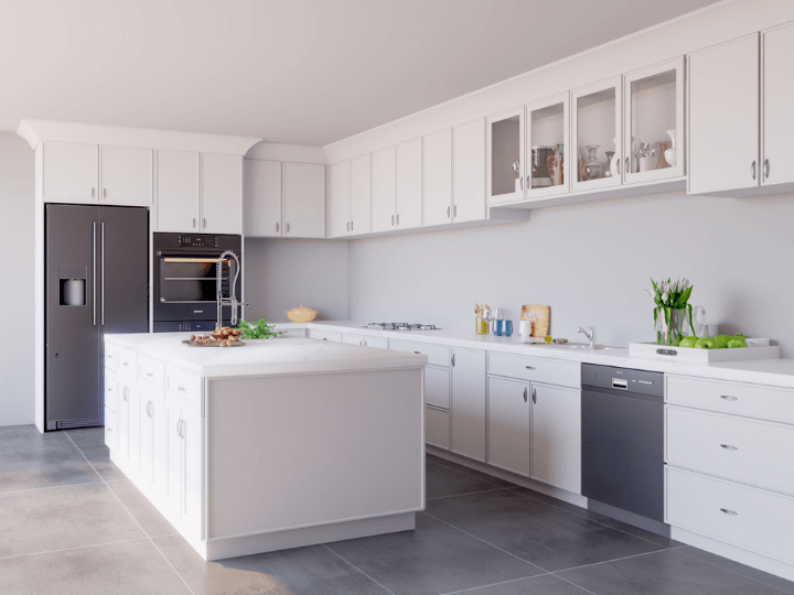 Ethereal White Micro  Shaker Kitchen Cabinets