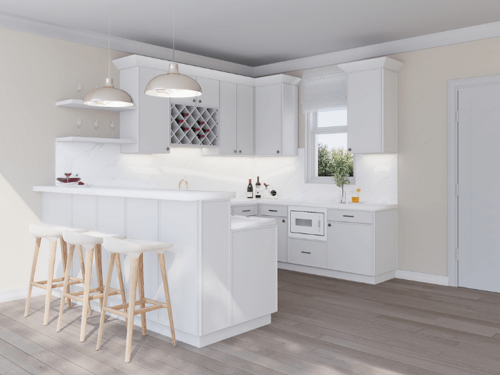 Ethereal White Micro Shaker Kitchen Cabinets