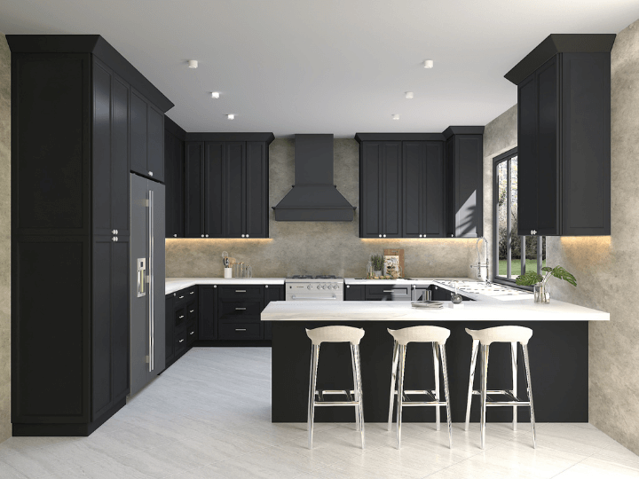 Sovereign Onyx Black Shaker Kitchen Cabinets